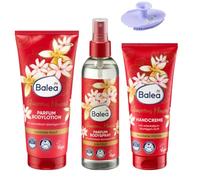 Juego de 3 piezas; Balea Body Lotion Parfum Glamorous Moment, 200 ml + crema de manos Glamorous Moment, 100 ml + Perfume Body Spray Glamorous Moment, 200 ml + Bonus: 1 x esponja de silicona