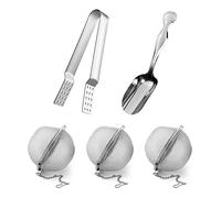 Juego de 3 Piezas Con Cuchara y Clip de Bolsita, Colador de Té Esférico Con Gancho de Cadena, Acero Inoxidable, Para Filtrar Té y Especias