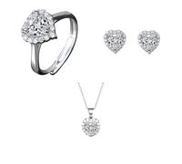 Juego de 3 piezas de aretes y aretes de corazón para mujer, brillante para ella, colgante de corazón de moissanita de 1 quilate, para niñas, aniversario, día de la madre, San Valentín, conjunto de