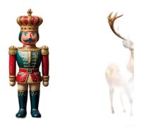 Juego de 3 piezas de arte de pared de madera con motivos de Papá Noel, reno y cascanueces para decoración navideña, montado con ganchos para colgar fácilmente