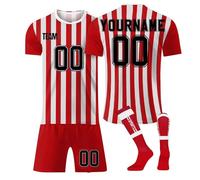 Juego de 3 piezas de camiseta de fútbol juvenil personalizada, a medida con números personalizados, nombres de jugadores, identidades de equipo, kit completo de fútbol que incluye camisa, pantalones