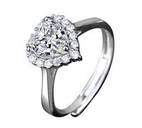 Juego de 3 piezas de collar y anillo de corazón para mujer, brillante para ella, colgante de corazón de moissanita de 1 quilate, para niñas, aniversario, día de la madre, San Valentín, juego de joyas