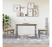 Juego de 3 piezas de comedor Panamá gris: madera de pino maciza con acabado de cera de miel, duradero y respetuoso con el medio ambiente para un comedor elegante