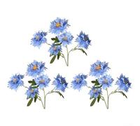 Juego de 3 piezas de crisantemos de llama inspirados en la seda para coronas florales, colgantes de puerta, estantes y proyectos contemporáneos de decoración del hogar (azul)