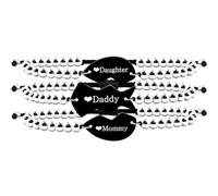 Juego de 3 Piezas de Cuentas de Acero Inoxidable con Forma de corazón de Rompecabezas Negro, Pulseras Familiares de la Amistad para Mujeres, mamá, papá, YA4773