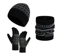 Juego de 3 piezas de gorro de punto para adultos, polaina para el cuello, traje de abrigo, gorro, guantes para adultos, suministros de invierno para ciclismo, bufanda, conjunto de bufanda para mujeres