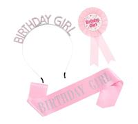 Juego de 3 piezas de joyas de cumpleaños para niña, con diamantes de imitación, accesorios de fiesta y decoración de celebración, accesorio de cumpleaños para niña, talla única, como se describe