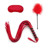 Juego de 3 piezas de látigo erótico Bdsm para esclavitud,fetiche,máscara de ojos,coqueteo,pluma,juguetes sexuales para parejas,femdom,juegos de rol para adultos,rojo,talla única
