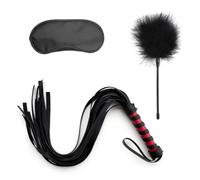 Juego de 3 piezas de látigo erótico Bdsm para esclavos,máscara de ojos fetiche,vara de plumas para coquetear,juguetes sexuales para parejas,juegos de rol femdom,juegos para adultos,rojo y ne