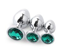 Juego De 3 Piezas De Lujo Butt Toys, Entrenador Anal Gem Butt Plug Set, Adultos Gay Plug Anal Damas Hombres Regalo de Sexo Para Principiantes Pareja Grande/Mediano/Pequeño (Verde oscuro)
