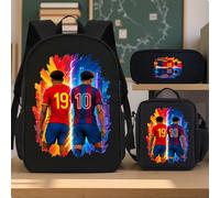 Juego de 3 piezas de mochila con estampado 2D de camiseta de de fútbol, juego de 3 piezas de mochila escolar, diseño , multicolor, casual, para , viaje, , regalo para , 2D