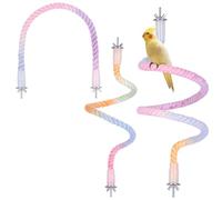 Juego de 3 piezas de soporte de perca flexible para pájaros, cuerda de escalada, juguetes para jaulas de pájaros, cuerda colorida para loros, cacatúas, periquitos (rosa, talla única)
