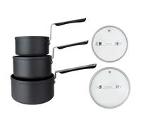 Juego de 3 piezas de utensilios de cocina Commichef en aluminio anodizado con revestimiento antiadherente, incluye cacerola para leche de 14 cm, cacerola con tapa de 16 cm y 18 cm, diseño apilable