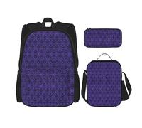 Juego de 3 piezas de viaje para senderismo, ligera, ajustable, bolsa de almuerzo aislada y estuche para lápices, estampado de mansión encantada, Haunted Mansion, Talla única