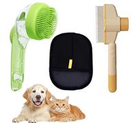 Juego de 3 piezas para mascotas, incluye peine antipulgas para gatos, guante de depilación de mascotas, cepillo de baño para mascotas, guantes de extracción estática de doble cara, juego de aseo suave