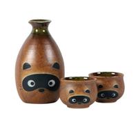 Juego de 3 piezas Tanuki Raccoon Sake