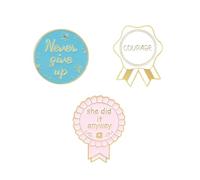 Juego de 3 pines esmaltados motivacionales, con texto en inglés "Never Give Up/Courage/She Did It Anyway", insignias inspiradoras para mujeres, mochila, chaqueta, sombrero, accesorios, regalos de