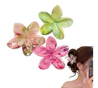 Juego de 3 pinzas de pelo grandes flores hawaianas de 3 colores, rosa, rosa pale y verde, accesorio bohemio chic para mujer, ideal para peinados de playa, fiestas y bodas para cabello espais