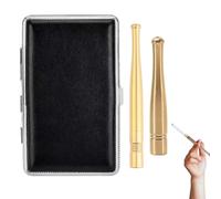 Juego de 3 pitilleras y soporte para cigarrillos, pitillera de cuero y metal, capacidad para 20 cigarrillos, con cierre a presión, ideal para bolsillos de pantalón y camisa.