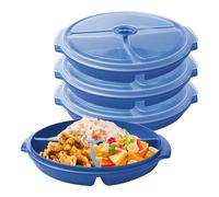 Juego de 3 platos para microondas: vajilla para microondas con tapa, plato microondas sin BPA, reutilizable, recipiente hermético apto para microondas con 3 compartimentos, tapa para calentar