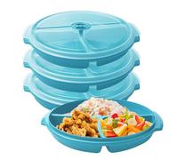 Juego de 3 platos para microondas: vajilla para microondas con tapa, platos microondas sin BPA, reutilizables, recipiente hermético apto para microondas con 3 compartimentos, tapa para calentar, color
