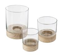 Atmosphera – Juego de 3 portavelas Eté – Vidrio y madera