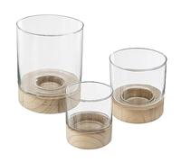 Juego de 3 portavelas de cristal