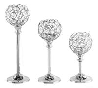 Juego de 3 portavelas de metal galvanizado para centros de mesa de boda, decoración de hotel, mesa de comedor para el hogar (plateado)