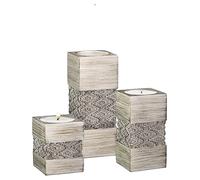 Juego de 3 portavelas de té, Centro de Mesa para Sala de Estar y Comedor, decoración de Mesa de café, Ideal para Chimenea, Entrada o baño (Plata Dublín)