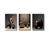 Juego de 3 pósteres abstractos impresos en lienzo, escultura tridimensional, arte mural de cerámica, decoración para sala de estar, dormitorio y baño (50x70cmx3/Sin marco)