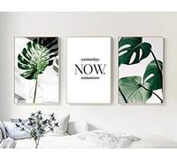 Nordic Ideas Juego de 3 pósteres, cuadros de hojas tropicales, lienzo de 50 x 70 cm, cuadro con cita de planta, impresión decorativa de pared, salón, moderna, sin marco