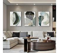 Juego de 3 pósteres en lienzo abstractos de mármol, juego de pósteres artísticos verdes y dorados, modernos y minimalistas, decoración de salón, lienzo sin marco (A+B+C, 50 x 70 cm)