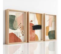 Juego de 3 pósteres geométricos abstractos en lienzo, diseño moderno de bloques de colores, retro, estilo bohemio, seguros e inodoros, para inodoro, decoración del inodoro de invitados, sin marco (40