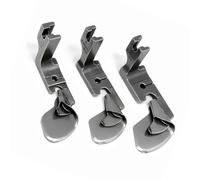 Juego de 3 prensatelas para máquina de coser industrial, 3 dobladillos curvados diferentes (1/8 pulgadas, 3/16 pulgadas, 1/4 pulgadas) para prensado, compatible con Brother JUKI CONSEW Singer
