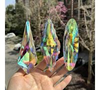 Juego de 3 prismas grandes de 5 pulgadas para atrapar luz de cristal, atrapador de luz colgante con prisma de cristal, fabricante de arco iris para habitación, ventana, jardín, decoración estética del