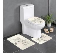 Juego de 3 protectores de baño decorativos de felpa con diseño de flores, para dormitorio, cocina, bañera, hogar, alfombra absorbente al aire libre