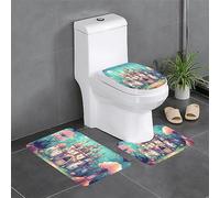 Juego de 3 protectores de baño para dormitorio, cocina, bañera, hogar, alfombra de felpa decorativa, alfombra absorbente clásica de castillo