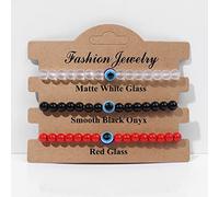 Juego de 3 pulseras de varias capas para mujeres y hombres, 6 mm, pulsera elástica, número 3,21 cm
