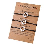 Juego de 3 pulseras para madre e hija para deseos, diseño de corazón hueco a juego, joyería dulce para mamá e hija