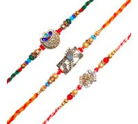 Juego de 3 pulseras Rakhi para hermano Rakhi para Bhai Bhabhi Bhaiya veera Raksha Bandhan Dora, juego de pulsera con tarjeta de regalo para hermano, hermana, festival tradicional indio Raksha Bandhan