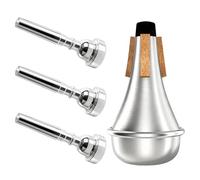 Juego de 3 puntas de trompeta (3C, 5C, 7C) con silenciador de aluminio ligero para trompeta para Yamaha Bach Conn King (3C), color plateado