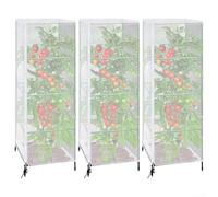 Juego de 3 redes para pájaros de jardín para jaulas de tomate, equipadas con cremallera y cordón para evitar daños a animales e intrusión de alimañas