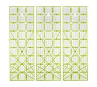 Juego de 3 reglas para acolchar, reglas de costura grandes de acrílico en forma de rectángulo de 9 pulgadas con líneas guía verdes y marcas de grados para cortar telas, reglas de