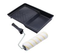 Juego de 3 rodillos tejidos de microfibra ProDec de 9 pulgadas x 1,75", jaula y bandeja para pintar con pinturas de emulsión en paredes y techos interiores, 9".