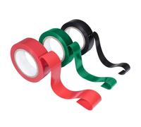 Juego de 3 rollos de cinta aislante de 0,18 mm de alto grosor - 17 mm x 6 m - Rojo Negro Verde - PVC ignífugo - Alta protección - Para aislamiento eléctrico, reparaciones e identificación - Uso
