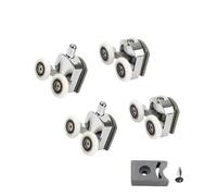 Juego de 3 ruedas for puertas ducha, 2 poleas repuesto for corredizas vidrio, rodillos rodamiento, oscilantes for cabinas Para Mampara(Silver Set)