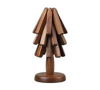 Juego de 3 salvamanteles de madera de nogal negro, arte de árbol para posavasos de madera, salvamanteles de madera para platos calientes, juego de salvamanteles en forma de árbol, posavasos plegables