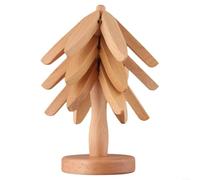 Juego de 3 salvamanteles de madera en forma de árbol, posavasos para cuencos y sartenes calientes, resistentes al calor, plegables, adecuados como alfombrilla para tazas o agarraderas, 22,5 x 10 cm (A