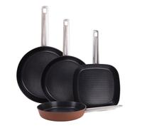 San Ignacio Juego de 3 Sartenes Ø24Ø28Ø30cm + Sartén Grill 24x24cm en Aluminio forjado AGROS