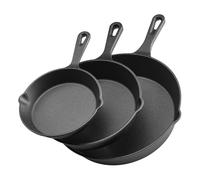Juego de 3 sartenes de hierro fundido de 6, 8 pulgadas con mango, pre-sazonadas, color negro